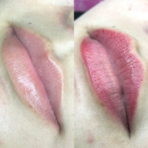 Micropigmentación de labios antes y después